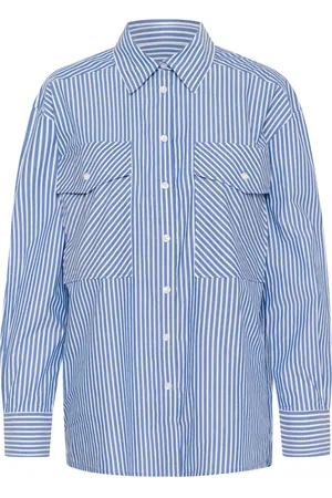 Part Two Blouses & Shirts, Dames, Blauw, L, Katoen, Oversized Blauw Gestreept Overhemd