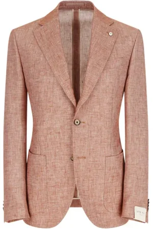 L.B.M. 1911 Jassen, Heren, Bruin, 2Xl, Linnen, Moderne Linnen Blend Blazer Bruin