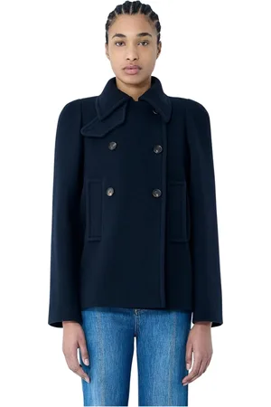 Chloé Jassen, Dames, Blauw, M, Wol, Wollen Double-Breasted Jas