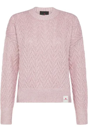 Peuterey Truien, Dames, Roze, L, Katoen, Roze Alpaca Katoenen Trui met Visgraatmotief