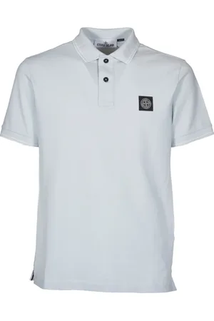 Stone Island Tops, Heren, Blauw, M, Katoen, Katoenen Polo met Logo Kompas