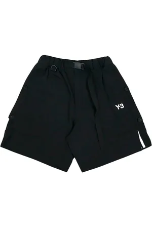 Y-3 Korte broeken, Heren, Zwart, M, Satijn, Sport Uniform 3-Stripes Shorts