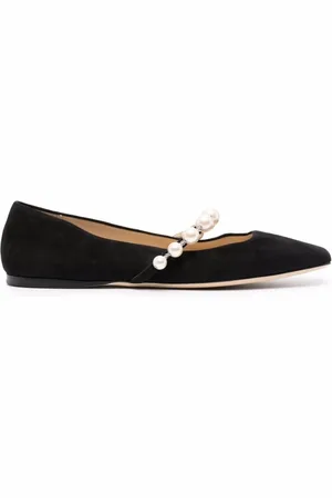 Jimmy Choo Schoenen, Dames, Zwart, 36 EU, Leer, Zwarte Leren Ballerina`s met Vierkante Neus