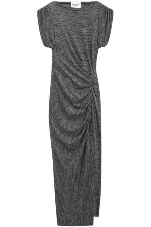 Isabel Marant Kleedjes, Dames, Grijs, M, Casual T-shirt Midi Jurk met Drapering