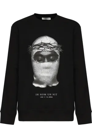 Ih Nom Uh Nit Sweatshirts & Hoodies, Heren, Zwart, L, Katoen, Zwarte Katoenen Trui met Voorkant Print