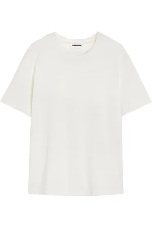 Jil Sander Tops, Heren, Wit, L, Katoen, Katoenen T-shirt met Logo