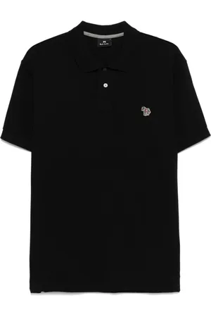 Paul Smith Tops, Heren, Zwart, M, Zwarte Geribbelde Polo Shirt