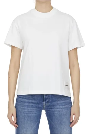 Jil Sander Tops, Dames, Wit, M, Katoen, T-shirt met ronde hals