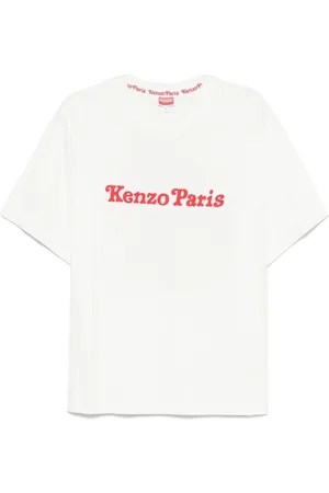Kenzo Tops, Heren, Wit, XL, Katoen, T-shirt met ronde hals