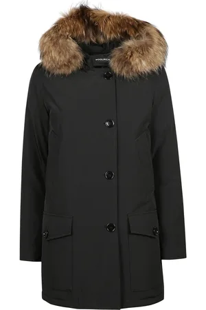 Woolrich Mantels, Dames, Zwart, XS, Afneembare bontparka voor Arctisch weer