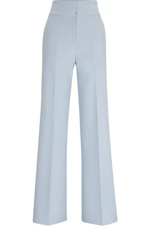 HUGO BOSS Broeken, Dames, Blauw, S, Polyester, Marlene Broek Elastische Hoge Taille