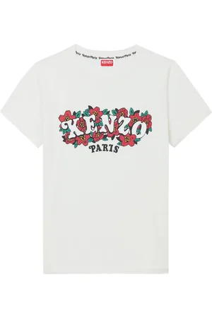 Kenzo Tops, Dames, Wit, L, Katoen, Wit katoenen T-shirt met geprinte animatie