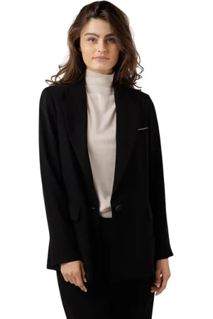 PESERICO SIGN Jassen, Dames, Zwart, L, Polyester, Zwarte blazer met diamantdetail