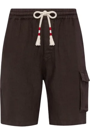 MC2 SAINT BARTH Korte broeken, Heren, Bruin, XL, Linnen, Bruine Linnen Bermuda Shorts met Trekkoord Taille
