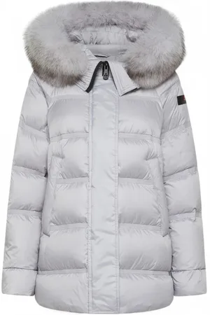 Peuterey Jassen, Dames, Grijs, XS, Polyester, Urban sportswear puffer jack met bont