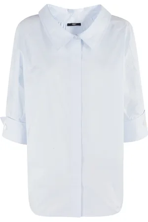 SEVENTY BY SERGIO TEGON Blouses & Shirts, Dames, Blauw, XS, Katoen, Stretch katoenen popeline overhemd
