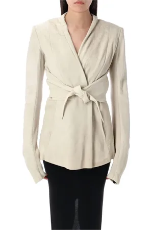 Rick Owens Jassen, Dames, , M, Wrap Design V-Neck Outerwear