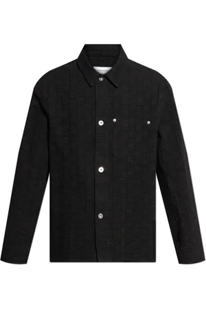 Salvatore Ferragamo Overhemden, Heren, Zwart, S, Denim, Denim shirt met monogram