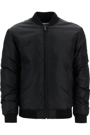 Moschino Jassen, Heren, Zwart, M, Nylon, Klassieke Bomberjack met Geborduurde Letters