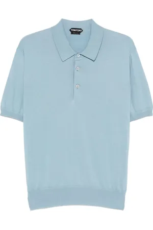 Tom Ford Tops, Heren, Blauw, 3Xl, Katoen, Katoenen polo shirt met 3 knopen