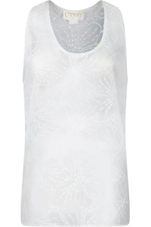 GENNY Tops, Dames, Wit, S, Witte Zijden Elegant Topkleding