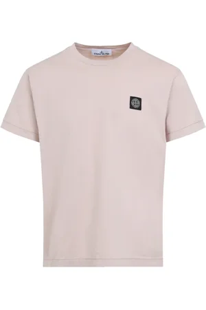 Stone Island Tops, Heren, Roze, S, Katoen, T-Shirt Stijlvol Logo