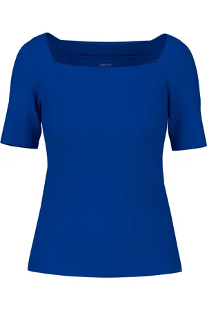 Marc Cain Tops, Dames, Blauw, S, Katoen, T-shirt met vierkante halslijn