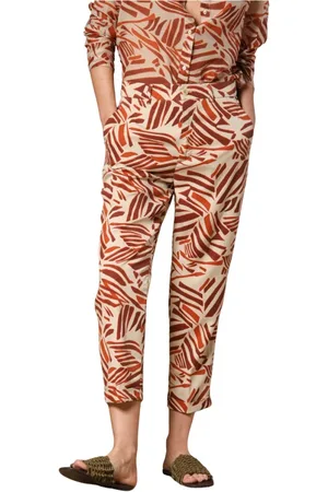 Masons Broeken, Dames, Veelkleurig, L, Chino Joggerbroek met Geometrische Print