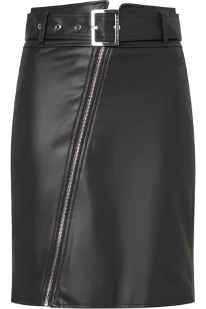 Karl Lagerfeld Rokken, Dames, Zwart, M, Leer, Moderne, opvallende rok met leereffect