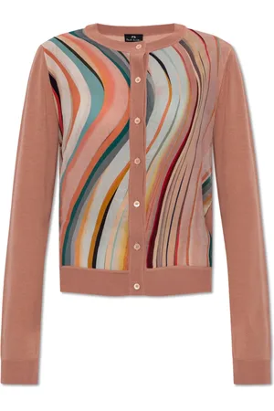 Paul Smith Truien, Dames, Roze, XS, Wol, Cardigan met Streepjespatroon