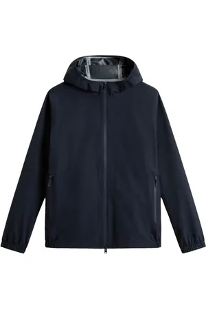 Woolrich Jassen, Heren, Blauw, L, Blauwe Capuchonrits Jas