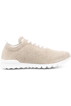 Kiton Schoenen, Dames, Bruin, 40 EU, Leer, Gebreide Sneakers met Metallic Draad