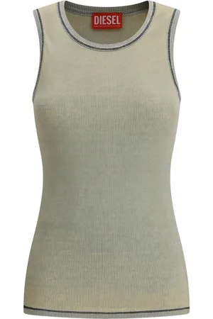 Diesel Tops, Dames, , M, Katoen, Geribbeld katoenen top met gespikkeld effect