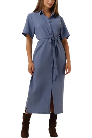 ANOTHER LABEL Kleedjes, Dames, Blauw, XS, Denim, Blauwe Midi Jurk voor Zomerse Dagen