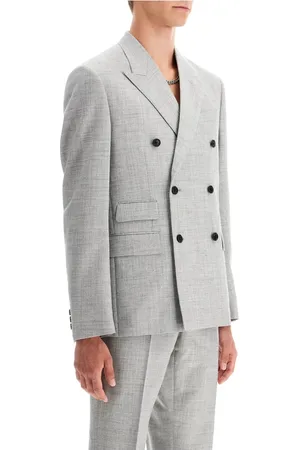 VERSACE Jassen, Heren, Grijs, M, Wol, Jacquard Tailored Wool Blend Blazer