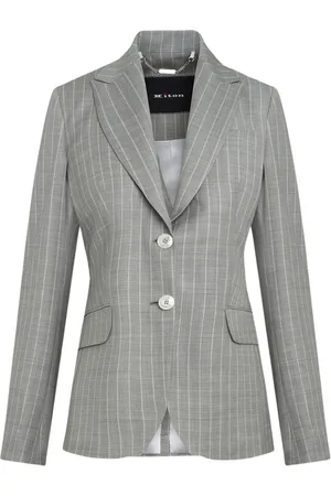 Kiton Jassen, Dames, Grijs, S, Wol, Grijs Wollen Pinstripe Rijjas