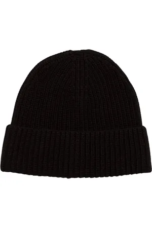 Ivy & Oak Accessoires, Dames, Zwart, ONE Size, Wol, Geribbelde Beanie Muts
