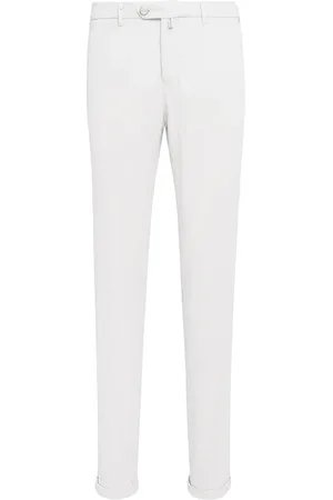 Kiton Broeken, Heren, Wit, W42, Katoen, Stretch Katoen Slim Fit Broek