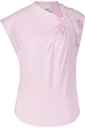 Isabel Marant Tops, Dames, Roze, M, Katoen, Top van katoen met knoopdetail