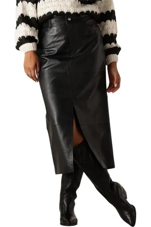 Y.A.S Rokken, Dames, Zwart, S, Leer, Yasmina HW leren lange rok