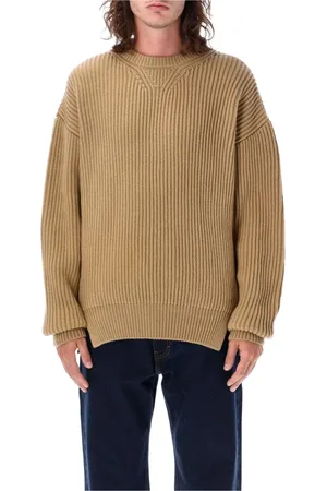Jil Sander Truien, Heren, , M, Wol, Kabel Gebreide Trui met Ronde Hals