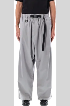 Y-3 Broeken, Heren, Grijs, L, Wol, Wollen joggingbroek met cargozakken