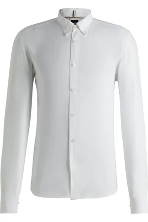 HUGO BOSS Overhemden, Heren, Wit, M, Herenoverhemd