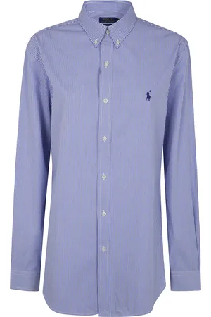 Ralph Lauren Overhemden, Heren, Blauw, L, Katoen, Sportshirt met lange mouwen