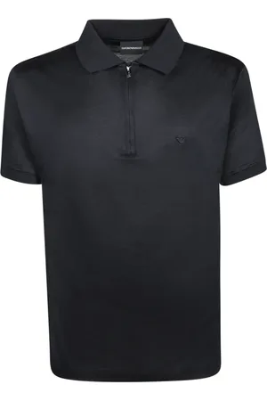 Emporio Armani Tops, Heren, Blauw, L, Katoen, Moderne Zip Polo Shirt
