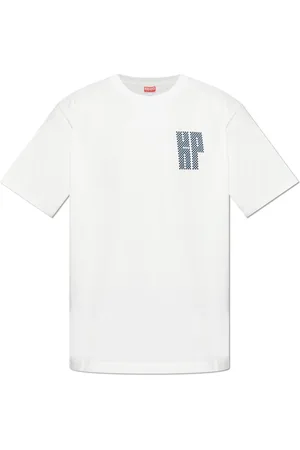 Kenzo Tops, Heren, Wit, XL, Katoen, T-shirt met Gedrukt Logo