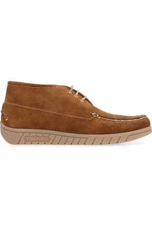 Tom Ford Schoenen, Heren, Bruin, 40 EU, Suède, Contrasterende Suède Enkellaarsjes