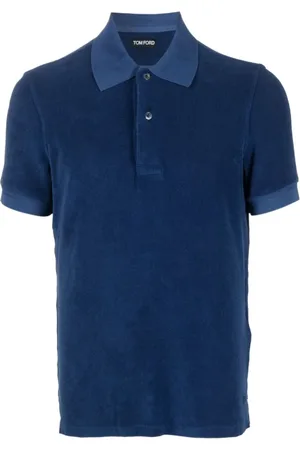 Tom Ford Tops, Heren, Blauw, 3Xl, Katoen, Polo Shirt met badstof afwerking