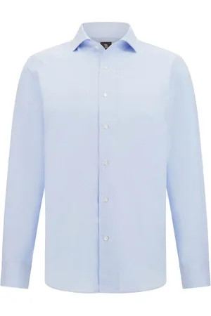 Boggi Milano Overhemden, Heren, Blauw, 2Xl, Katoen, Regular Fit Katoenen Overhemd