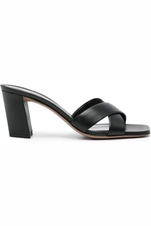 PARIS TEXAS Schoenen, Dames, Zwart, 39 EU, Leer, Zwarte Leren Muiltjes met Gekruiste Bandjes